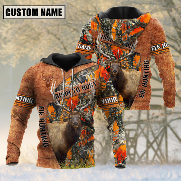 Blisscorners Personalized Name Born To Hunt Elk Hunting 3D Shirt