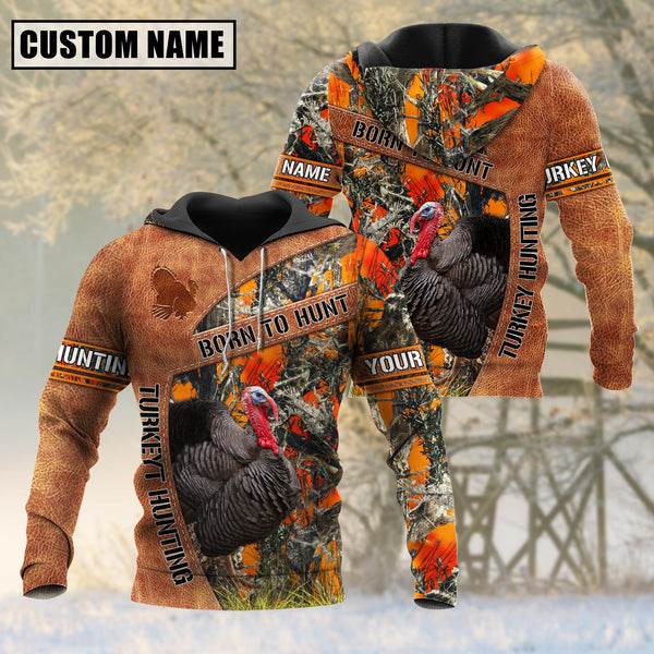 Blisscorners Personalized Name Born To Hunt Turkey Hunting 3D Shirt