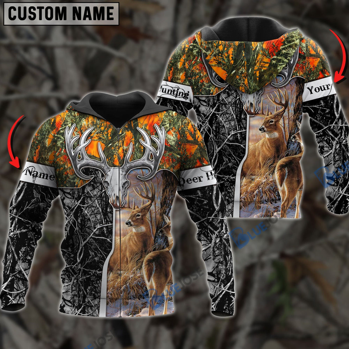 Blisscorners Beautiful Deer Hunting Camo Personalized 3D Hoodie For Hunting Lover