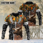 Blisscorners Beautiful Moose Hunting Camo Personalized 3D Hoodie For Hunting Lover