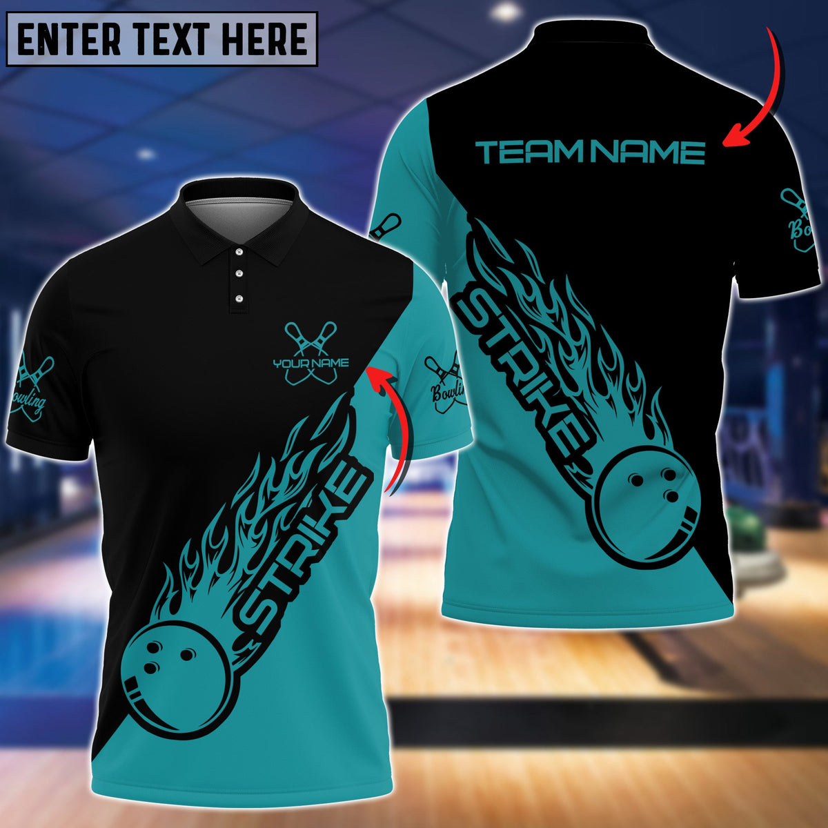 Blisscorners Cyan Bowling Strike Personalized All Over Printed Shirt