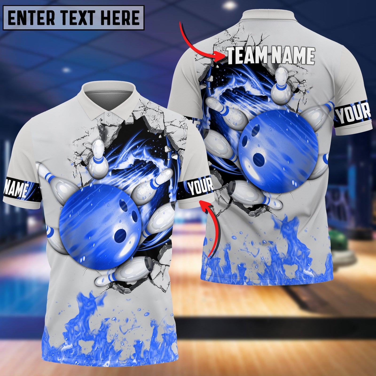 Blisscorners Bowling And Pins Break Multicolor Customized Name 3D Shirt
