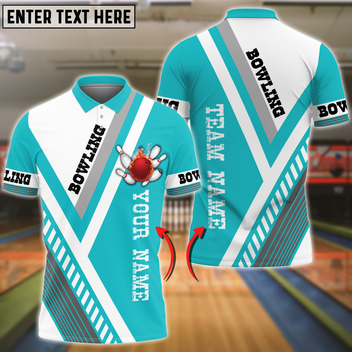 Blisscorners Bowling And Pins Line Textures Multicolor Customized Name 3D Shirt