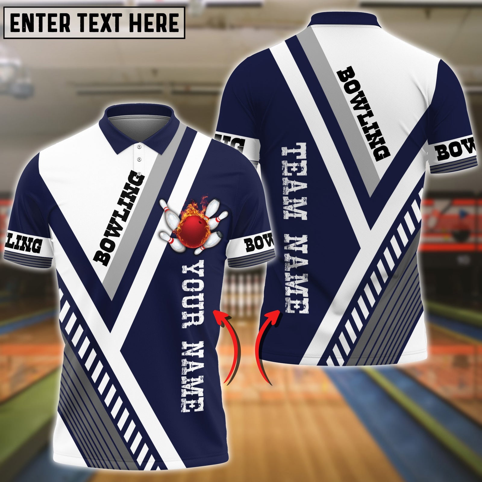 Blisscorners Bowling And Pins Line Textures Multicolor Customized Name 3D Shirt