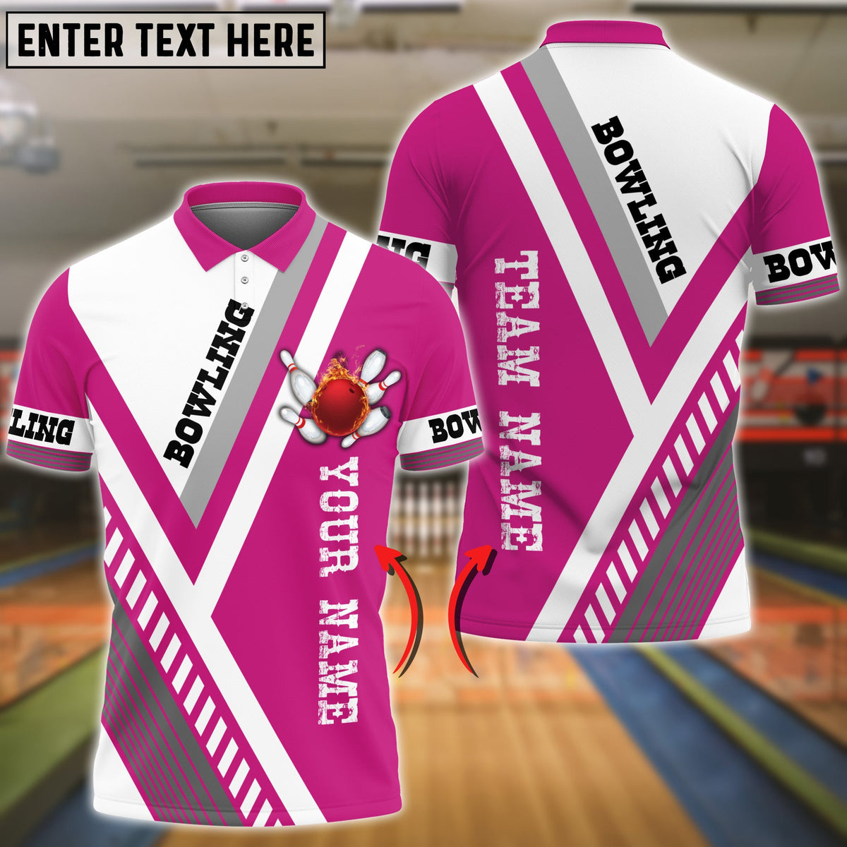 Blisscorners Bowling And Pins Line Textures Multicolor Customized Name 3D Shirt