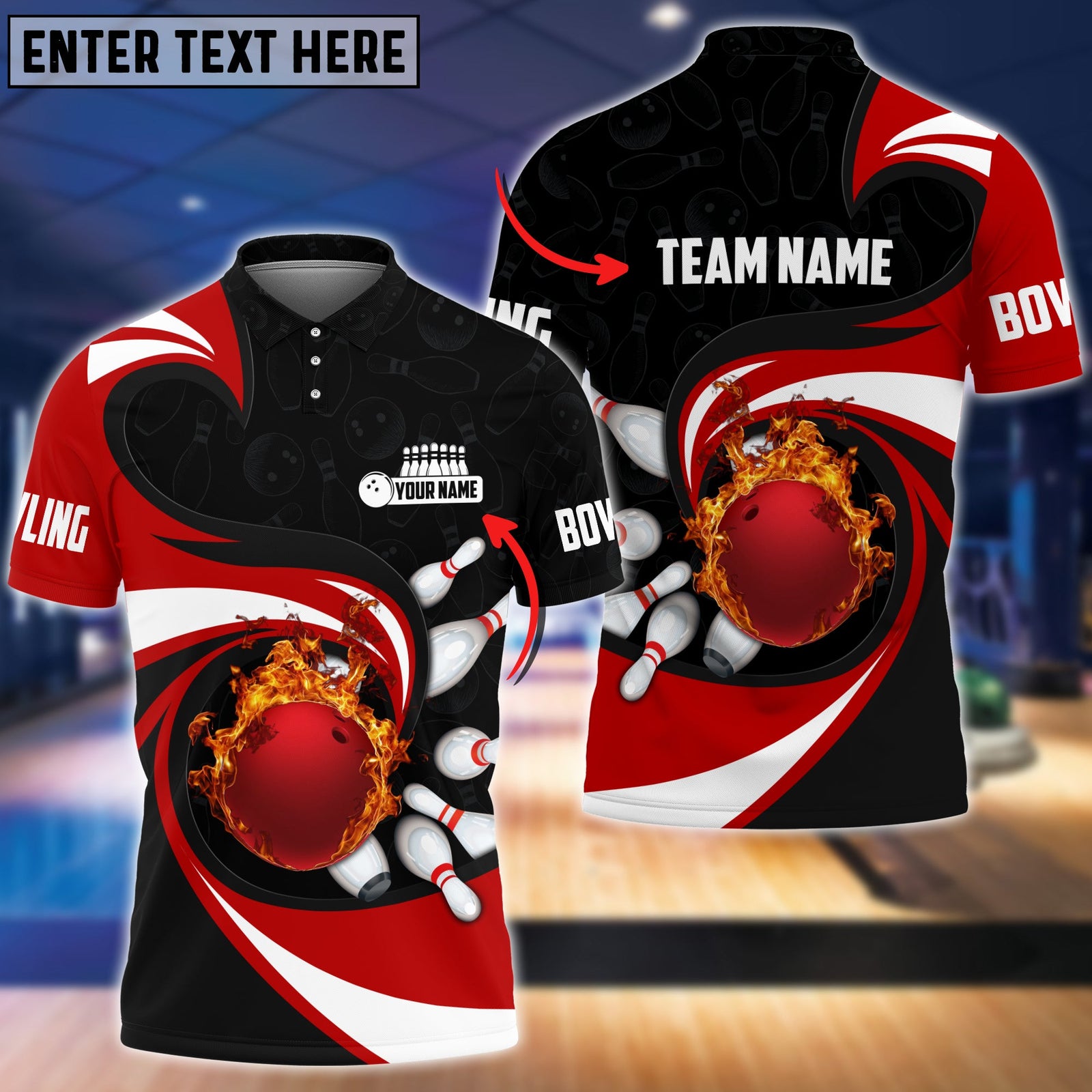 Blisscorners Bowling Ball And Pins Vortex Pattern Multicolor Customized Name 3D Shirt
