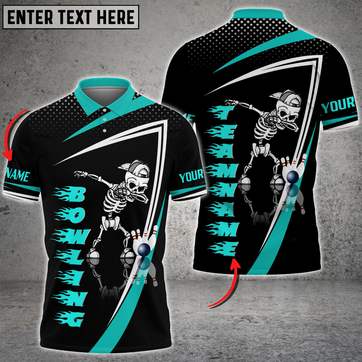 Blisscorners Bowling And Pins Skull Flame Pattern Tex Multicolor Customized Name 3D Shirt