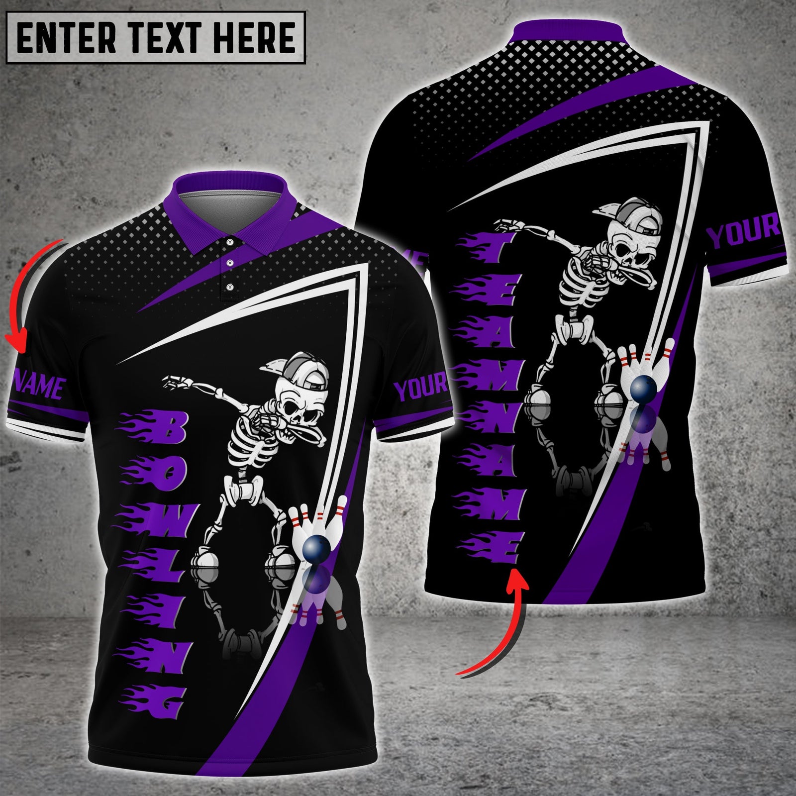 Blisscorners Bowling And Pins Skull Flame Pattern Tex Multicolor Customized Name 3D Shirt
