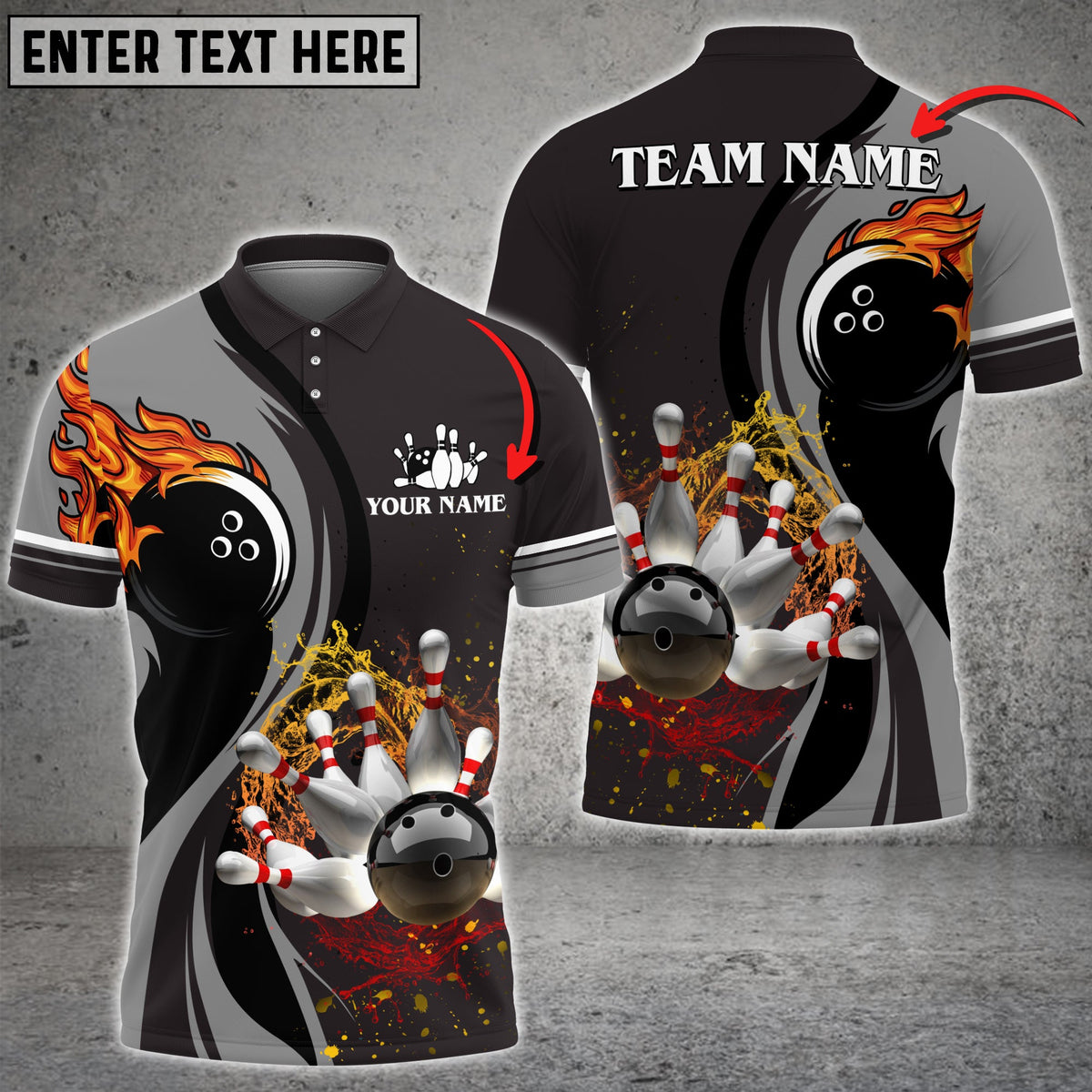 Blisscorners Bowling And Pins Water Flow Multicolor Option Customized Name 3D Shirt