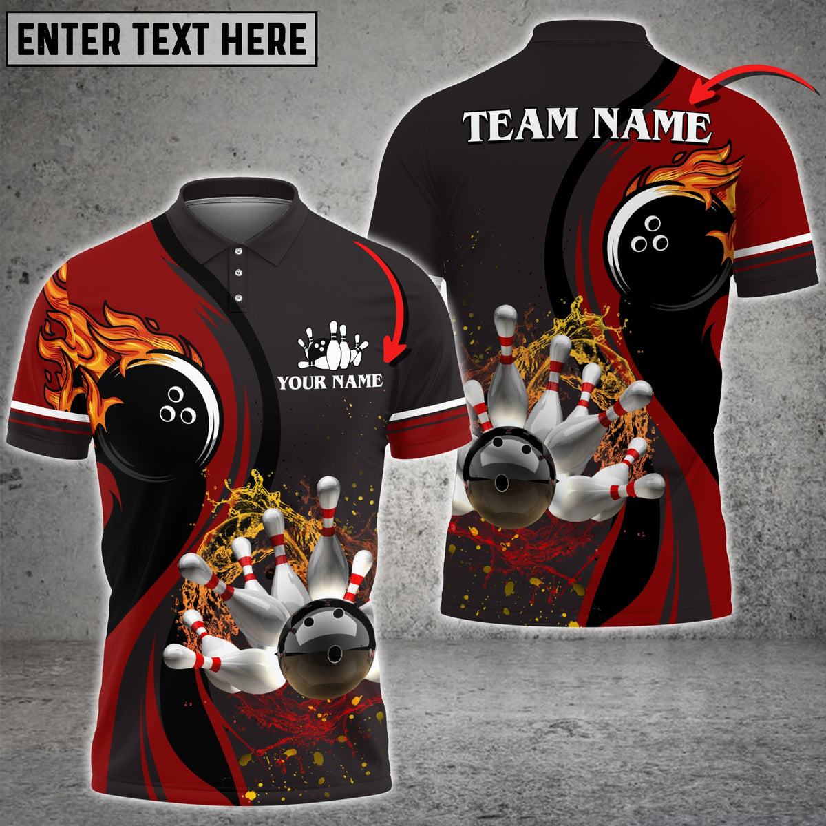 Blisscorners Bowling And Pins Water Flow Multicolor Option Customized Name 3D Shirt