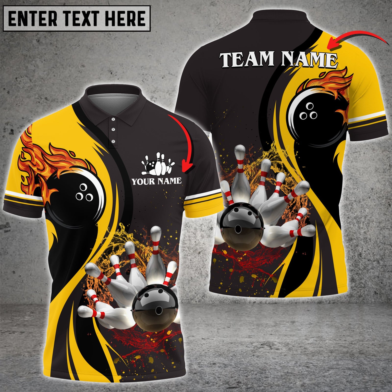Blisscorners Bowling And Pins Water Flow Multicolor Option Customized Name 3D Shirt