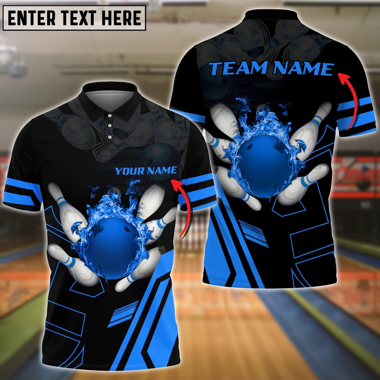 Blisscorners Bowling Ball Flame Multicolor Option Personalized Name All Over Printed Shirt