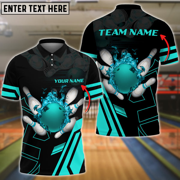 Blisscorners Bowling Ball Flame Multicolor Option Personalized Name All Over Printed Shirt