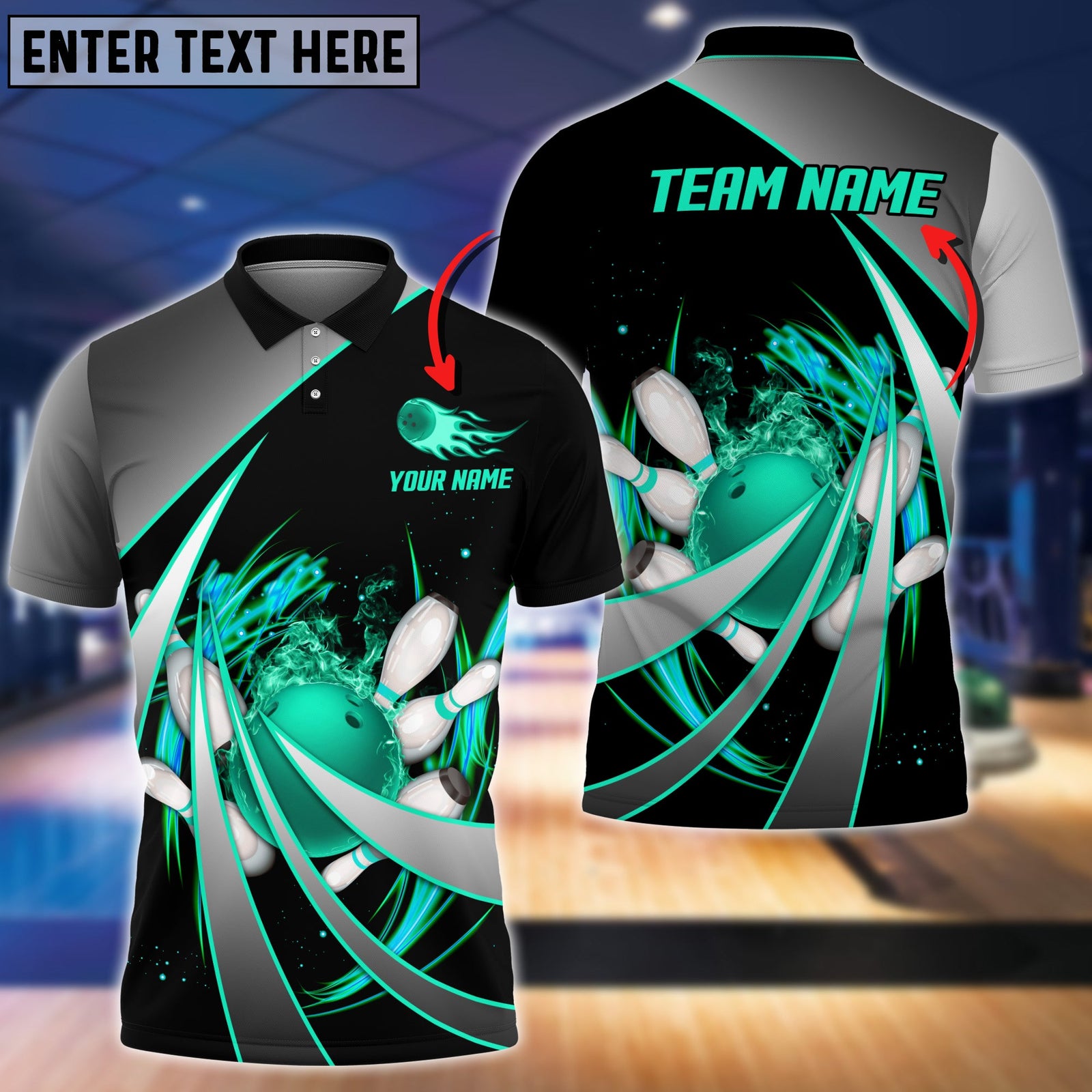 Blisscorners Flame Bowling And Pins Tornado Pattern Multicolor Option Customized Name 3D Shirt