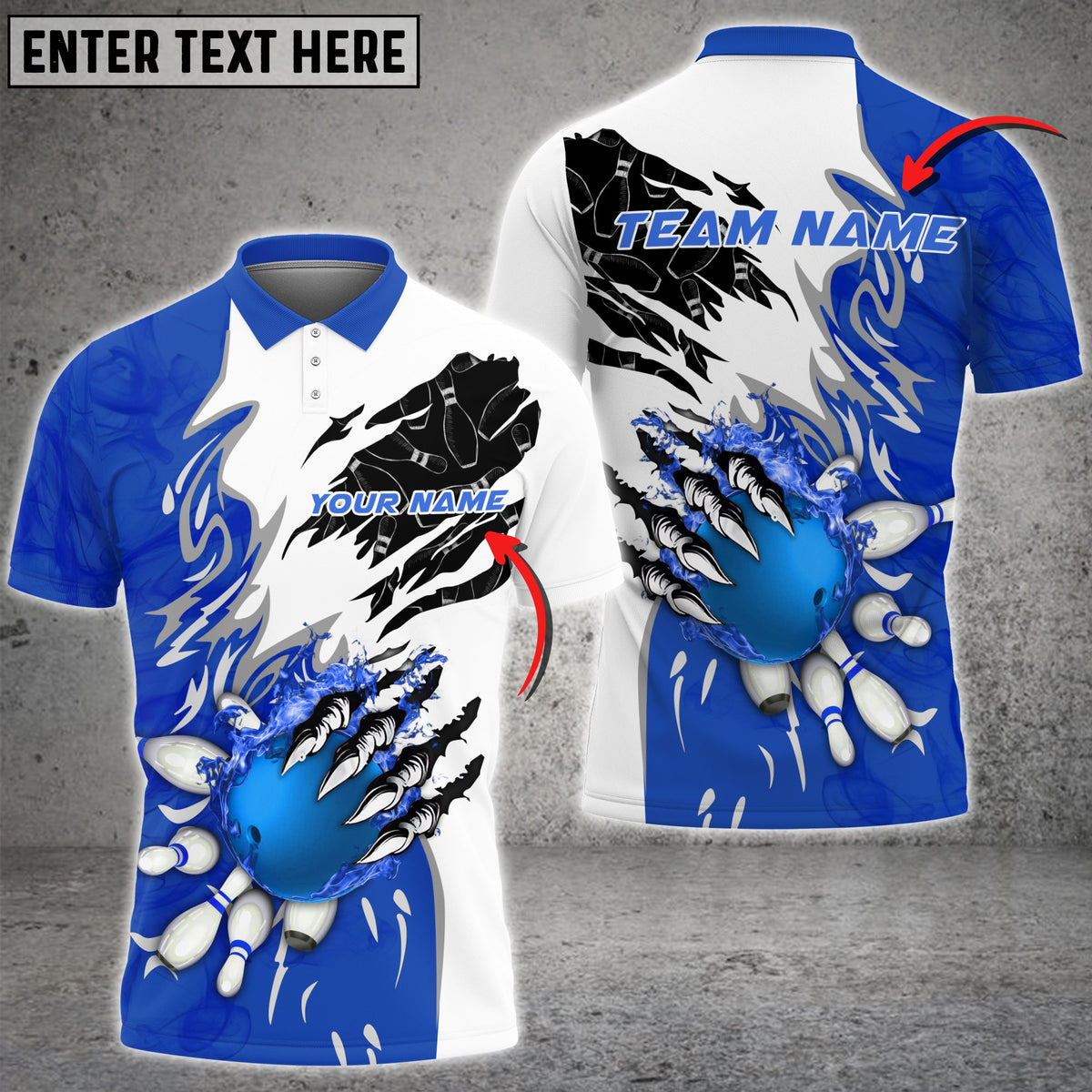 Blisscorners Bowling And Pins Plame Monster Hand Premium Multicolor Option Personalized Name 3D Shirt