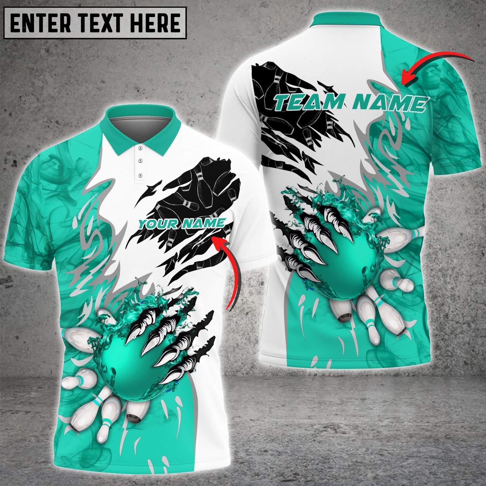 Blisscorners Bowling And Pins Plame Monster Hand Premium Multicolor Option Personalized Name 3D Shirt