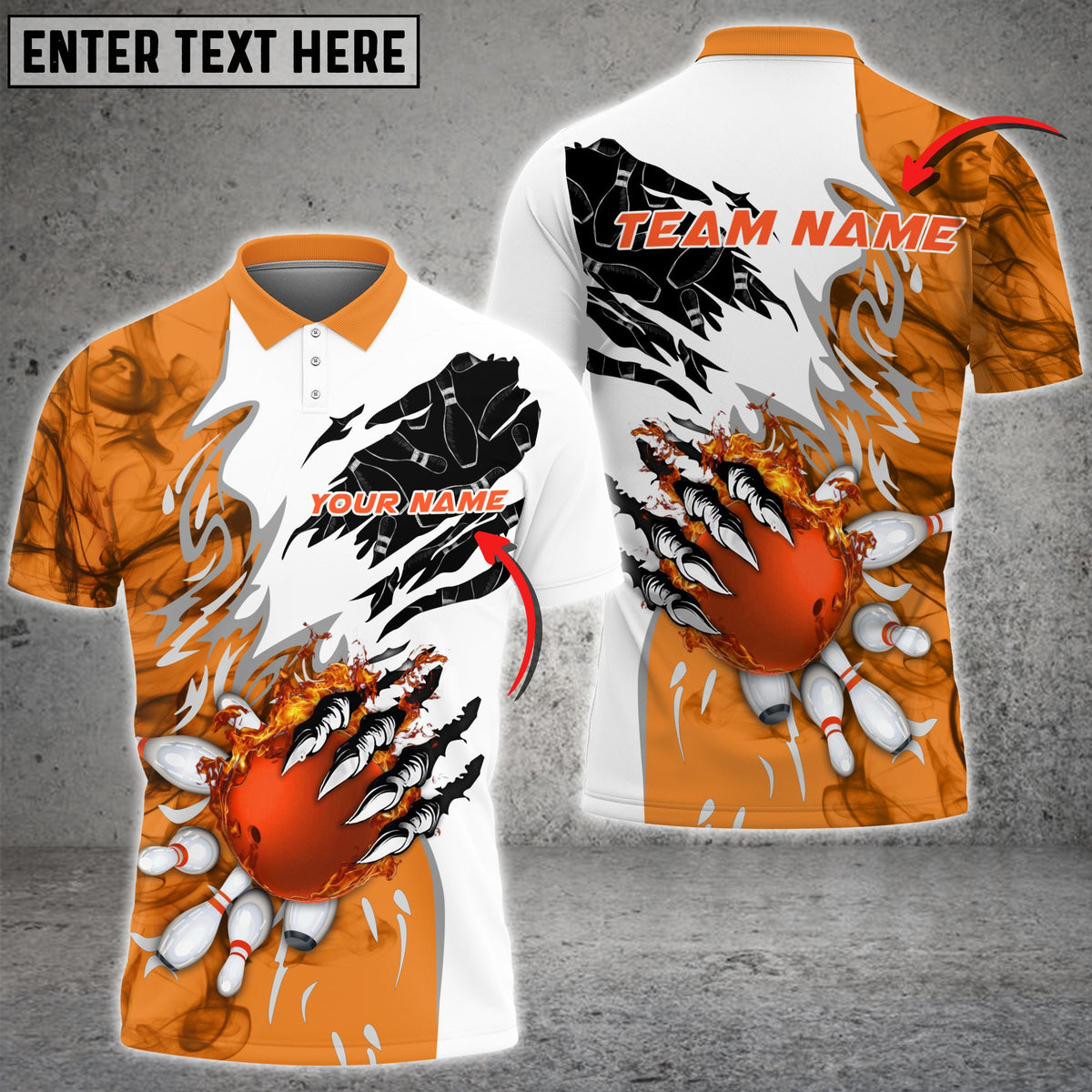 Blisscorners Bowling And Pins Plame Monster Hand Premium Multicolor Option Personalized Name 3D Shirt