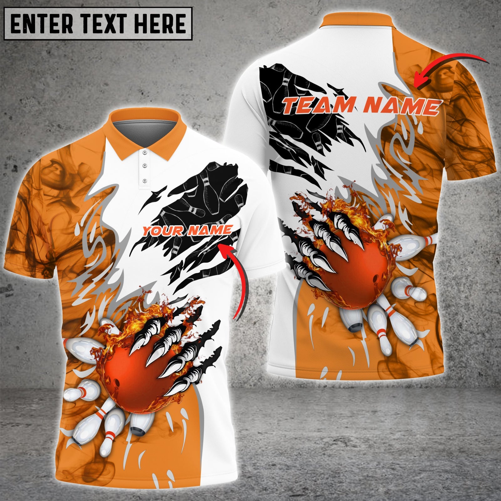 Blisscorners Bowling And Pins Plame Monster Hand Premium Multicolor Option Personalized Name 3D Shirt