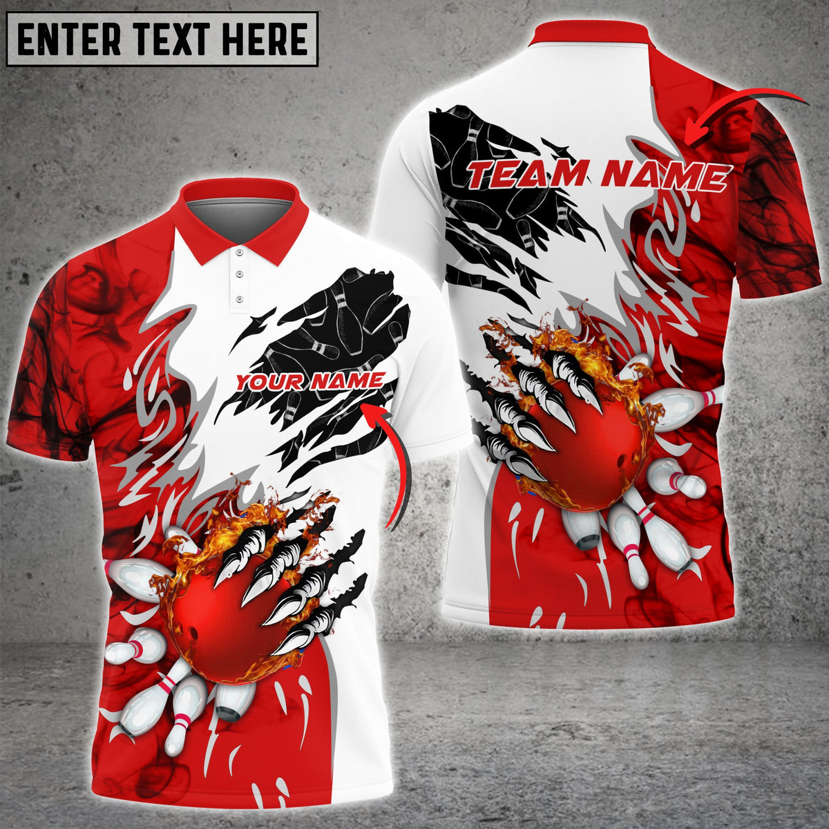 Blisscorners Bowling And Pins Plame Monster Hand Premium Multicolor Option Personalized Name 3D Shirt