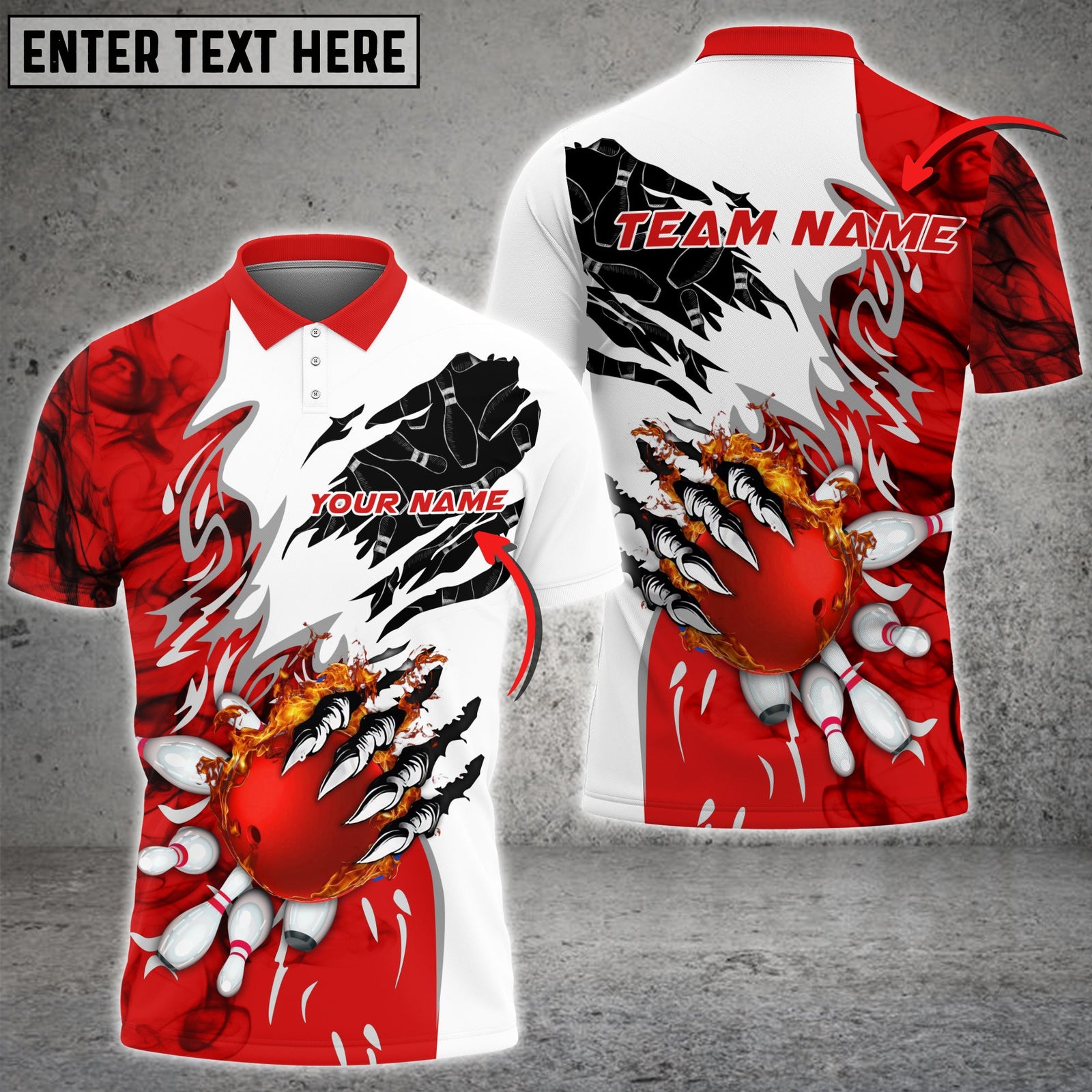 Blisscorners Bowling And Pins Plame Monster Hand Premium Multicolor Option Personalized Name 3D Shirt