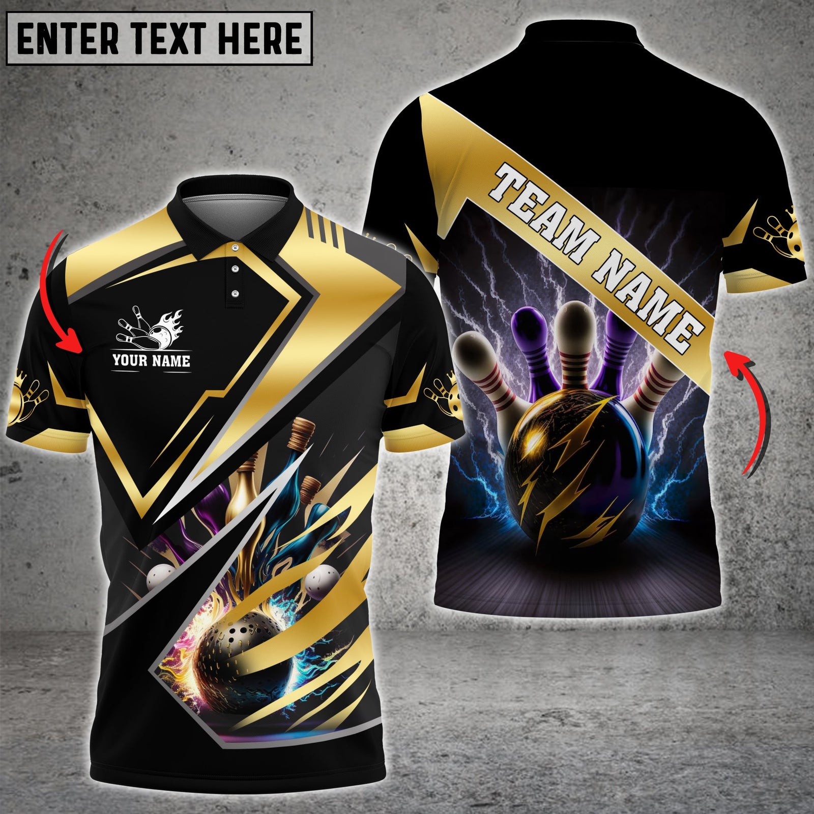 Blisscorners Bowling And Pins Premium Multicolor Option Customized Name 3D Shirt