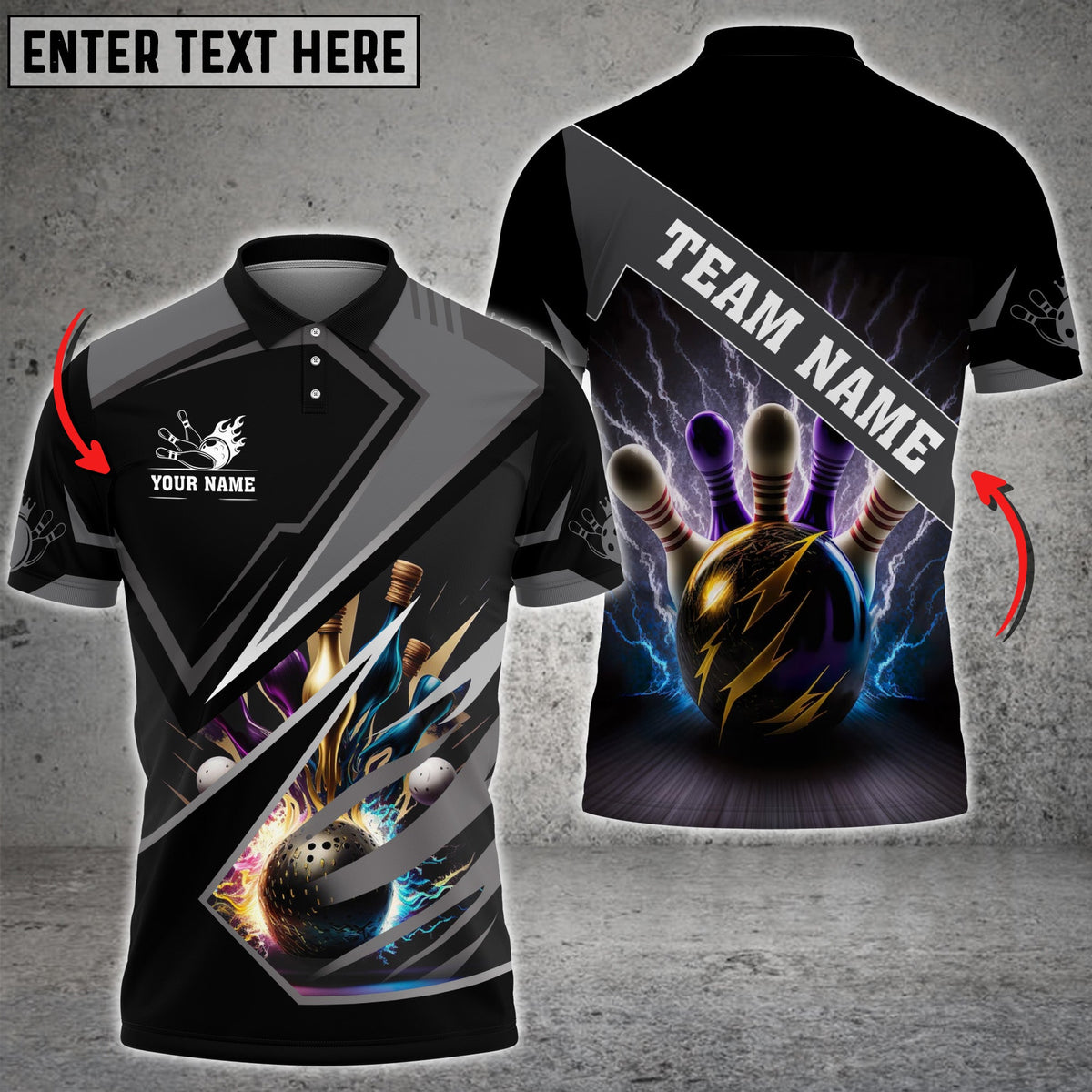 Blisscorners Bowling And Pins Premium Multicolor Option Customized Name 3D Shirt