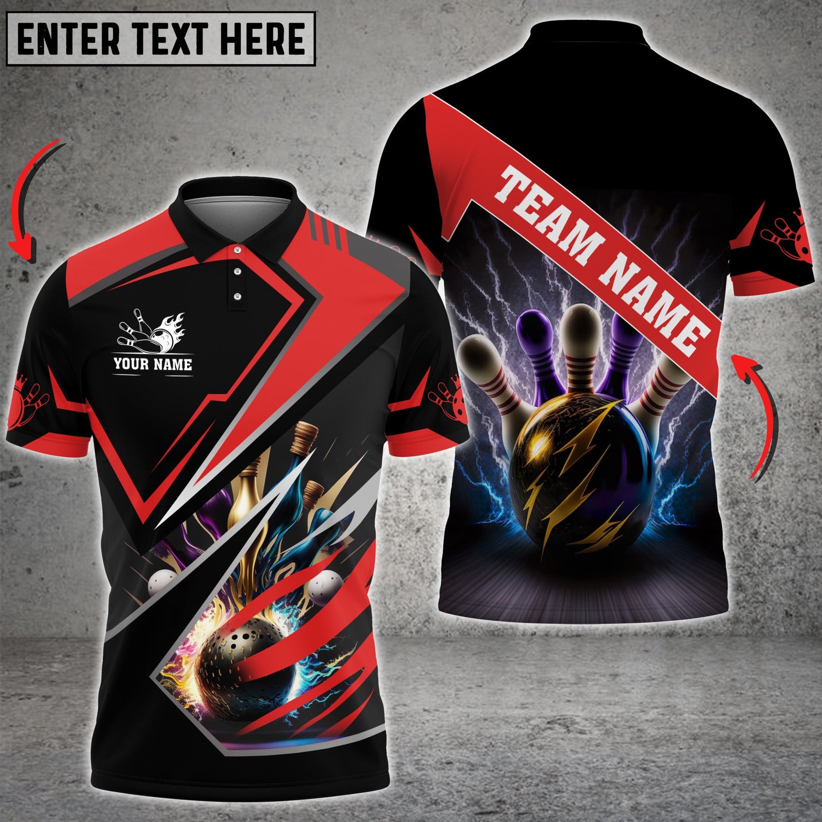 Blisscorners Bowling And Pins Premium Multicolor Option Customized Name 3D Shirt