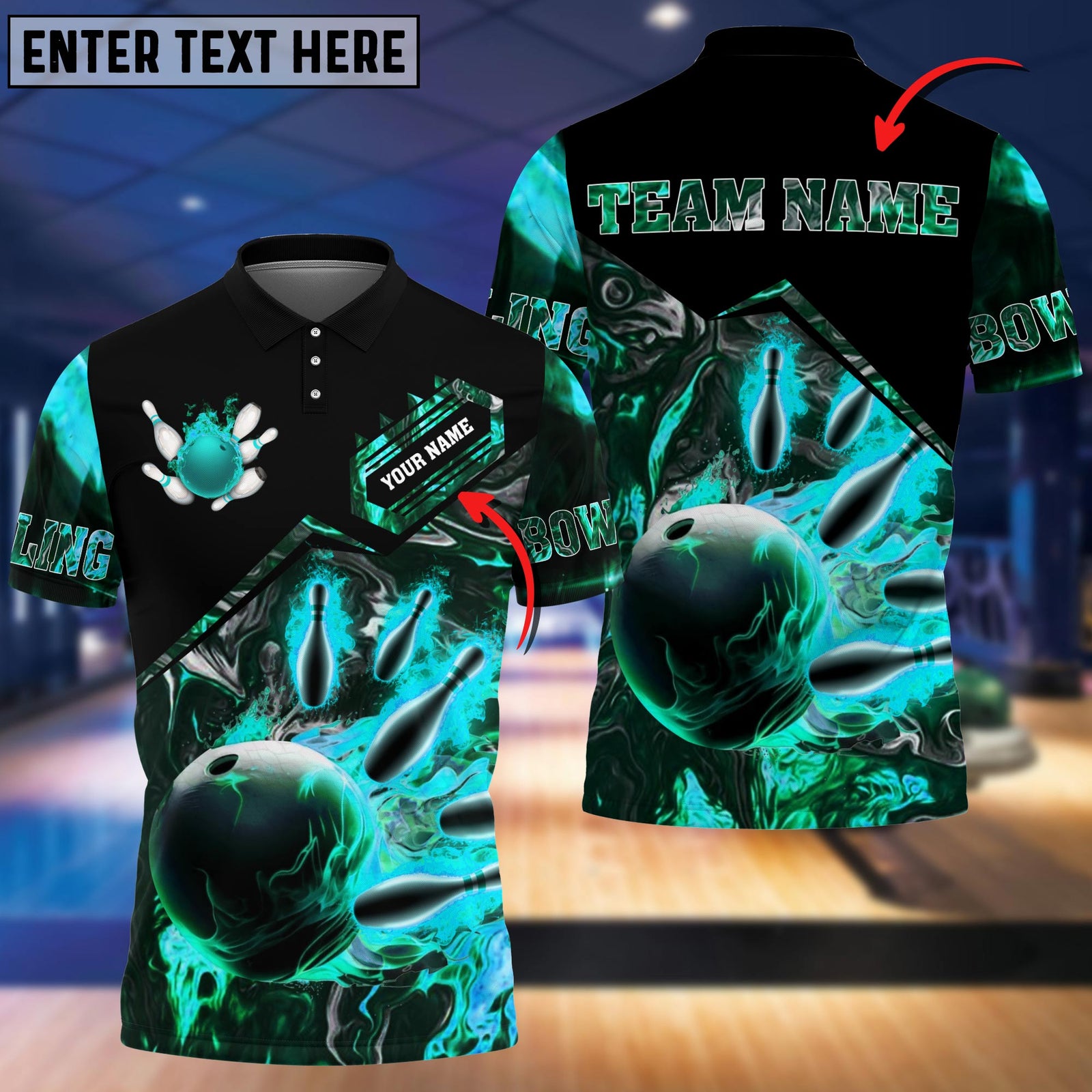 Blisscorners Volcanic Rock Bowling And Pins Multicolor Option Customized Name 3D Shirt
