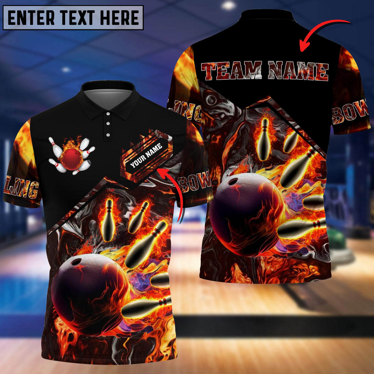 Blisscorners Volcanic Rock Bowling And Pins Multicolor Option Customized Name 3D Shirt