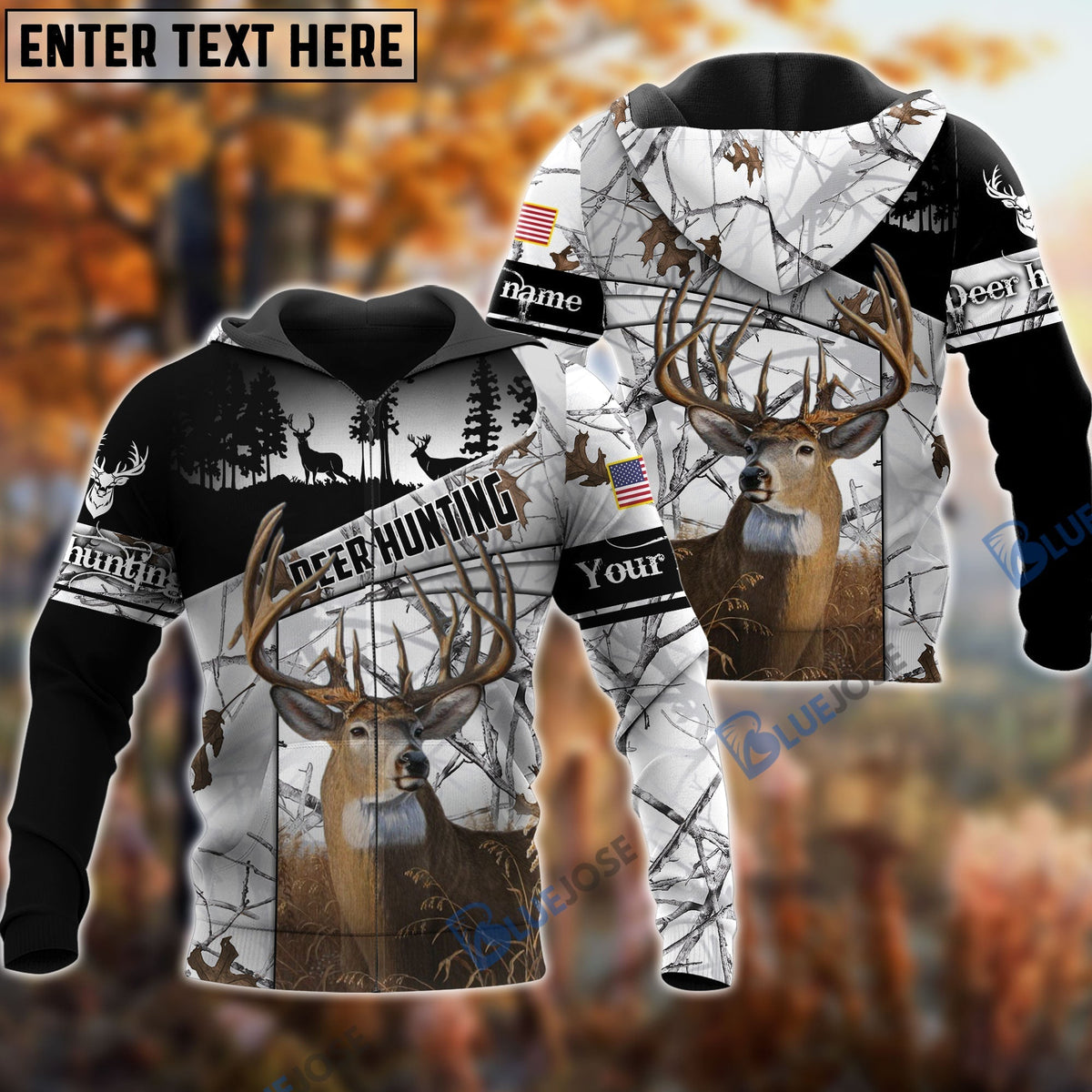 Blisscorners Personalized Name The Uniqe Deer Hunting Hoodie & Zip Hoodie  Multicolor