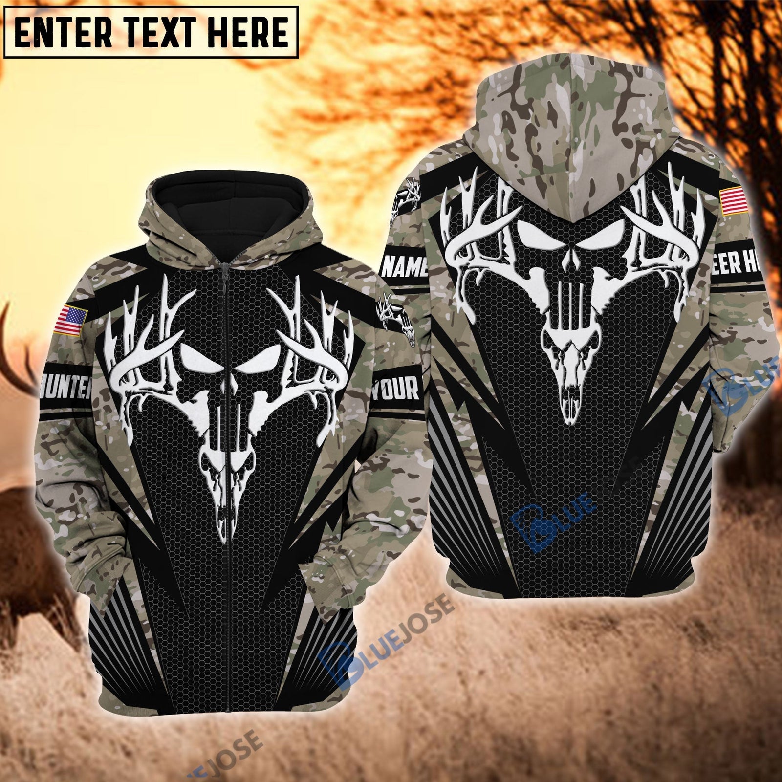 Blisscorners Personalized Name The Best Deer Hunting Hoodie & Zip Hoodie Camo Style  Multicolor