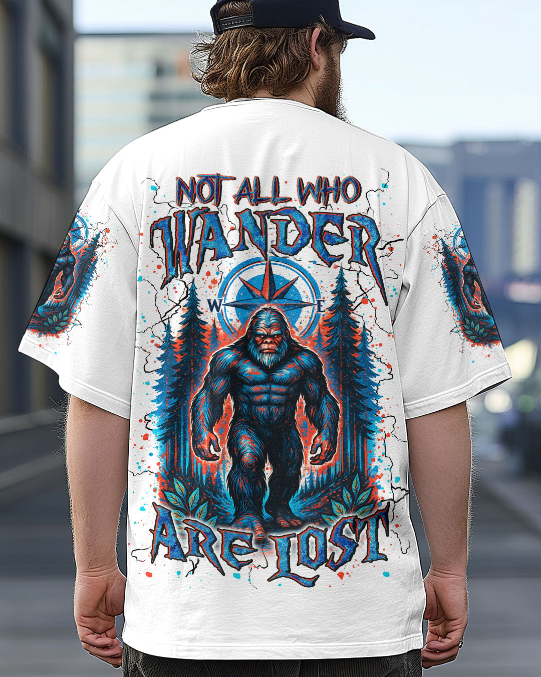 BLISSCORNERS NOT ALL WHO WANDER ARE LOST BIGFOOT ALL OVER PRINT