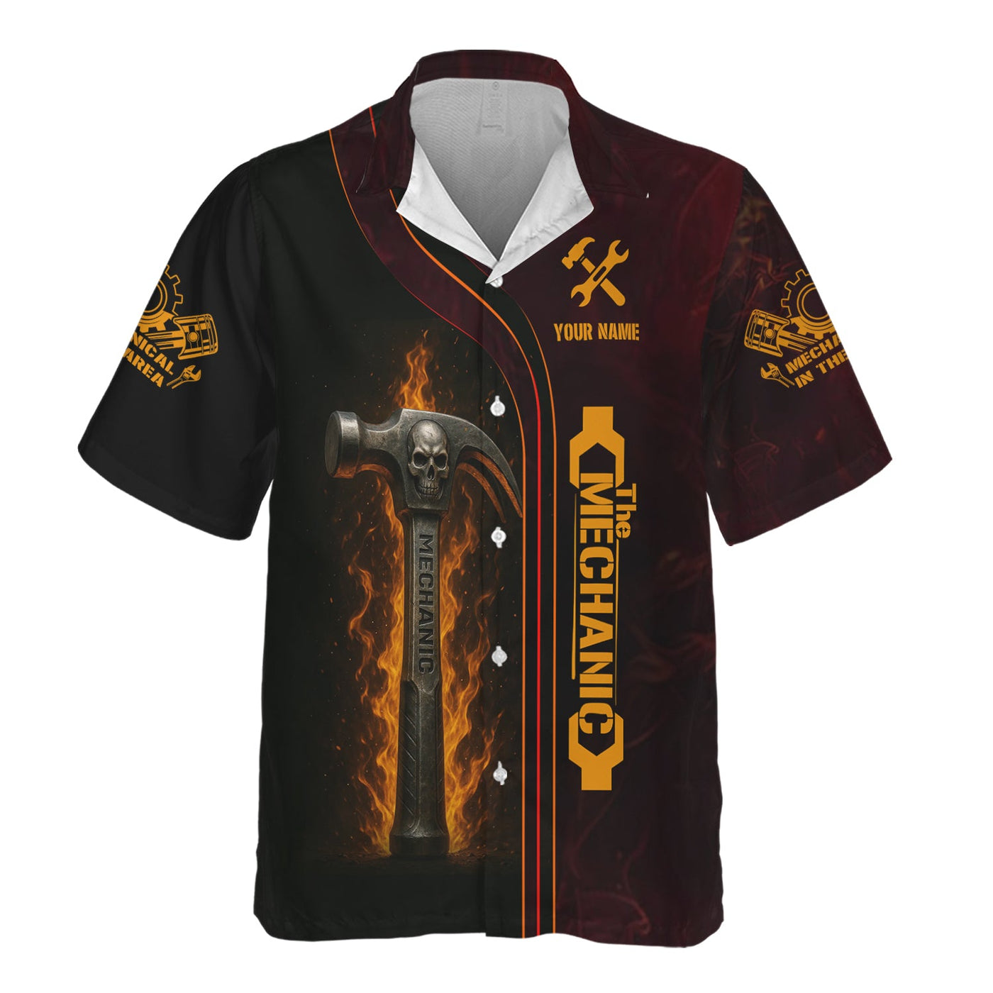Blisscorners Personalized T-Shirt If Mike Can't Fix It We're All Screwed Hammer Skull Design Shirt for Mechanics