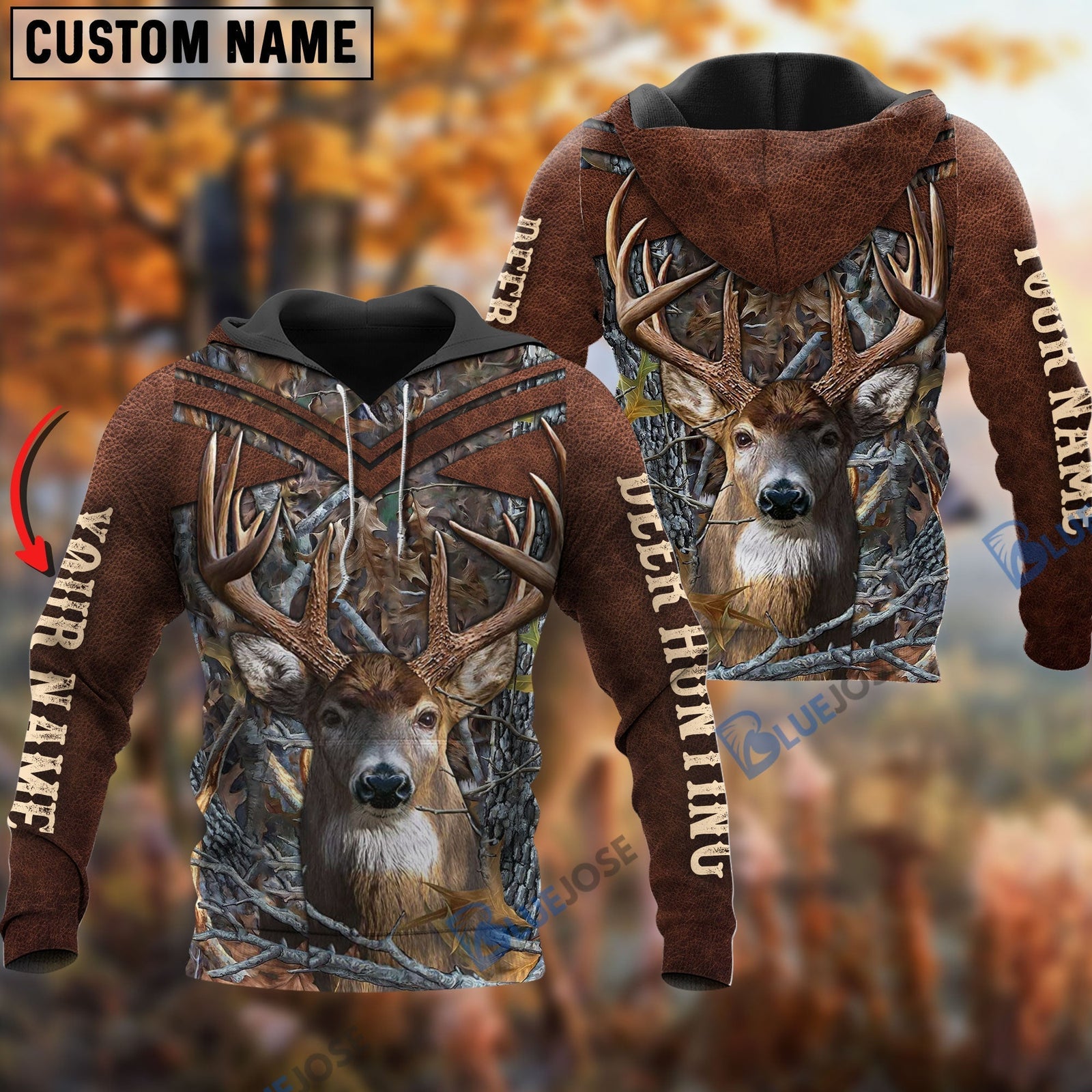 Blisscorners Customized Name Deer Hunting Pattern 3D Shirts