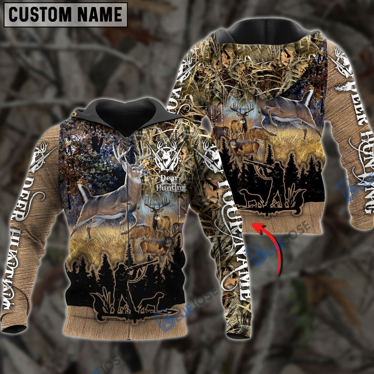 Blisscorners Custom Name Deer Hunting Camo Style Shirt 3D Shirt