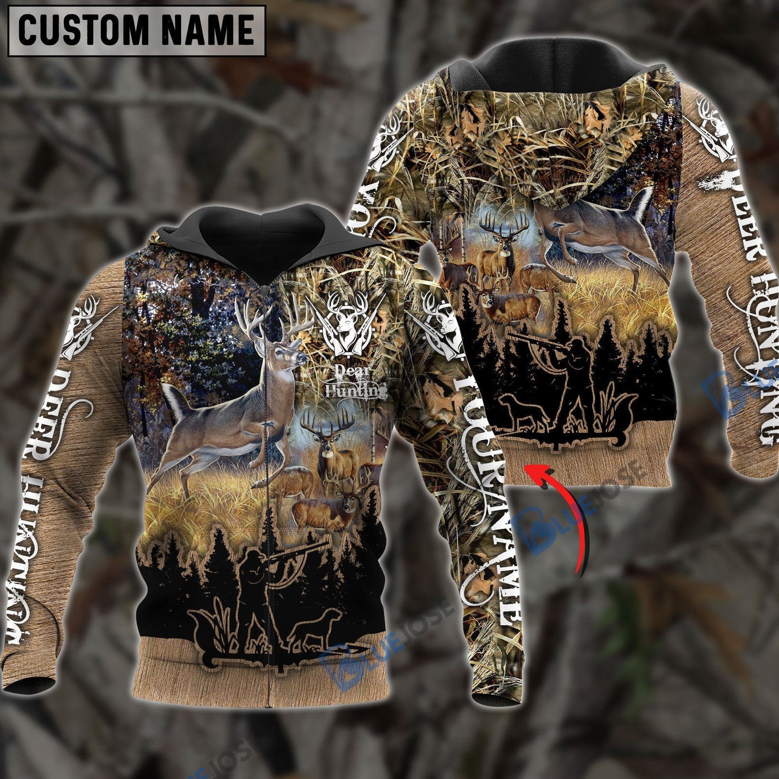 Blisscorners Custom Name Deer Hunting Camo Style Shirt 3D Shirt