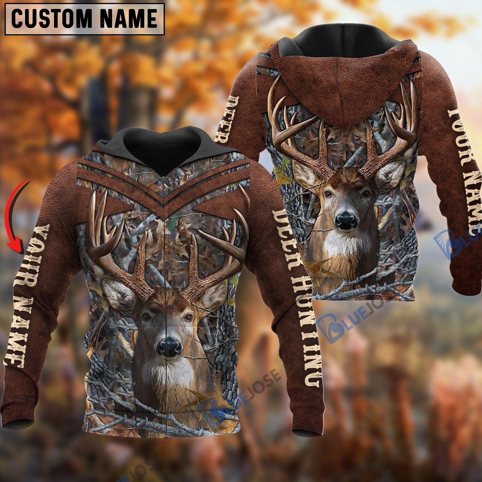 Blisscorners Customized Name Deer Hunting Pattern 3D Shirts