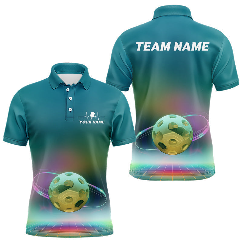 Blisscorners Custom Galaxy Colors Holographic Pickleball Team Polo Shirts For Men, Pickleball League Shirt  LM1307