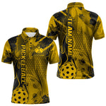 Blisscorners Black And Yellow Flame Custom Pickleball Polo Shirts For Men, Team Pickleball Jerseys LM2206