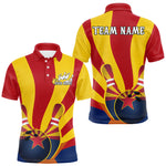 Blisscorners Custom Arizona State Flag Bowling Team Polo Shirts For Men, Bowling League Shirt