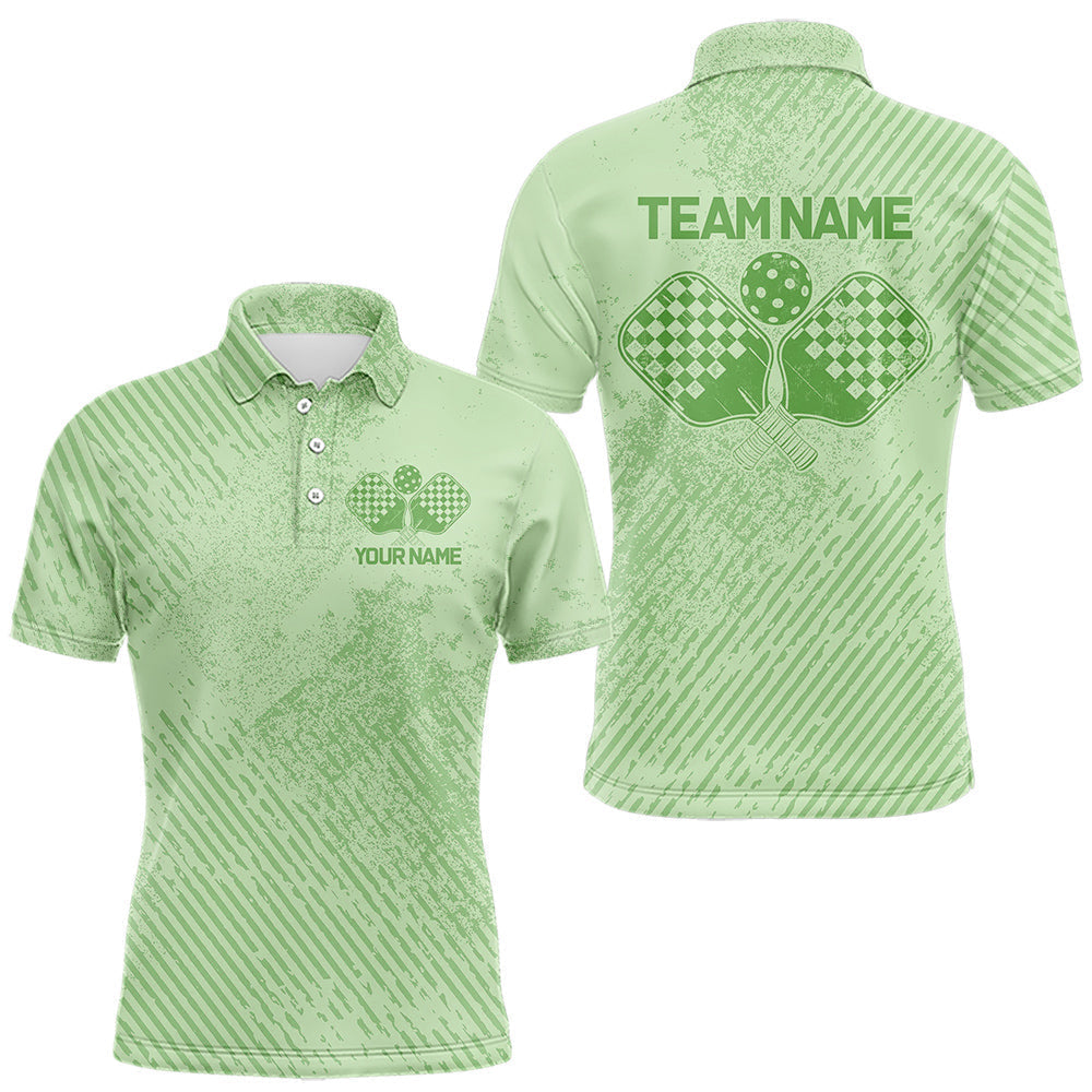 Blisscorners Custom Vintage Green Pickleball Team Polo Shirts For Men, Pickleball Jerseys LM2206