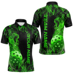 Blisscorners Custom Green Flame Pickleball Polo Shirts For Men, Fire Pickleball Jerseys Team Uniform LM2206