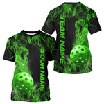 Blisscorners Custom Green Flame Pickleball Polo Shirts For Men, Fire Pickleball Jerseys Team Uniform LM2206