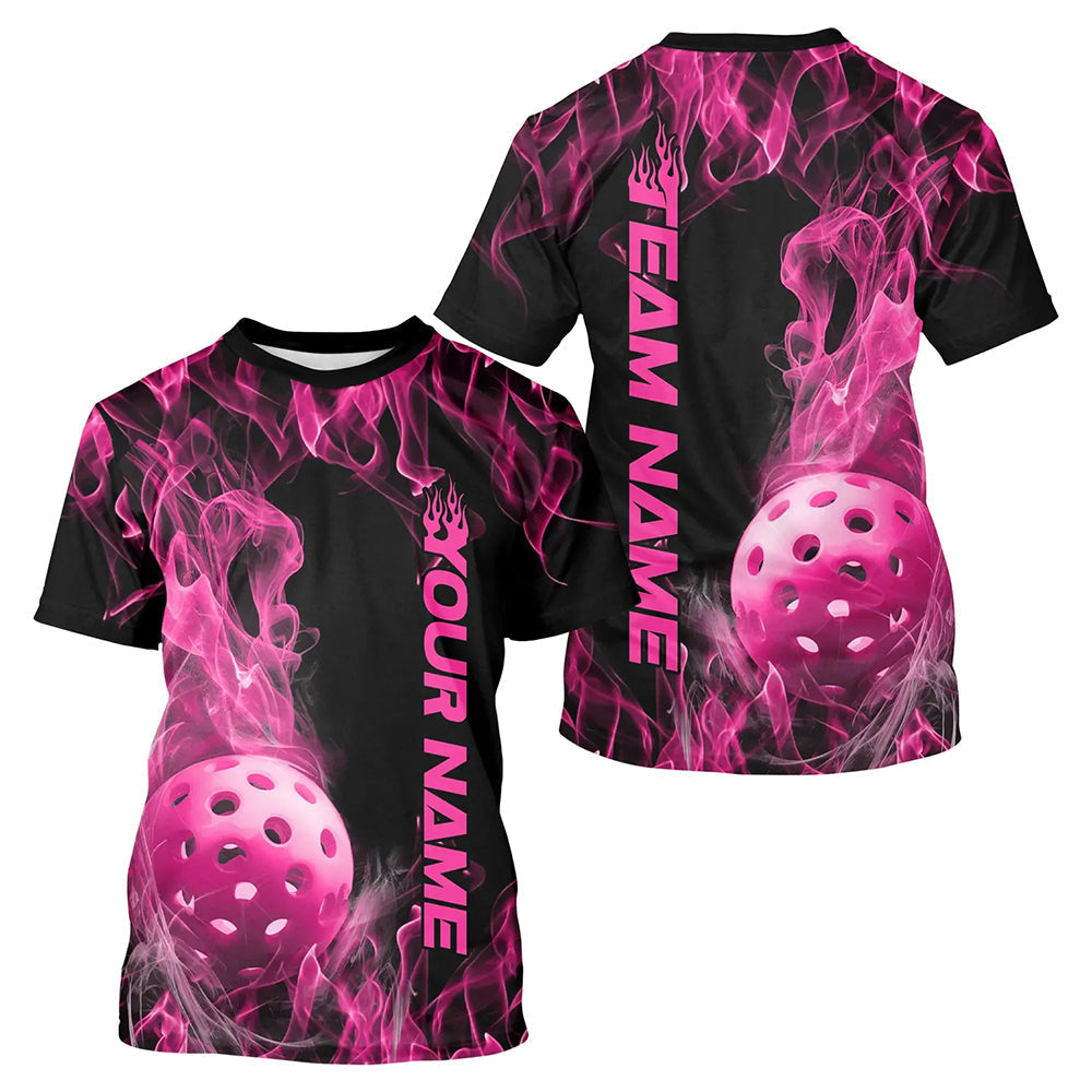 Blisscorners Custom Pink Flame Pickleball Polo Shirts For Men, Fire Pickleball Jerseys Team Uniform LM2206