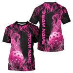 Blisscorners Custom Pink Flame Pickleball Polo Shirts For Men, Fire Pickleball Jerseys Team Uniform LM2206