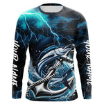 Blisscorners Blue Thunder Lightning Anchor Custom Nautical Sailfish Saltwater Long Sleeve Fishing Shirts For Men LM0607
