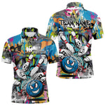 Blisscorners Custom Funny Graffity Bowling Polo Shirts For Men, Bowling Team Shirt LM3006
