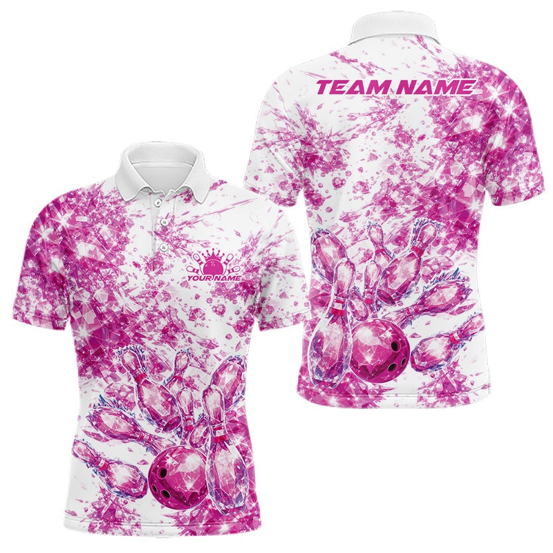 Blisscorners Custom Sparkling Pink Ice Cystal Bowling Shirts For Men, Women And Kid, Team Tournament Outfits Multi Styles LM1501
