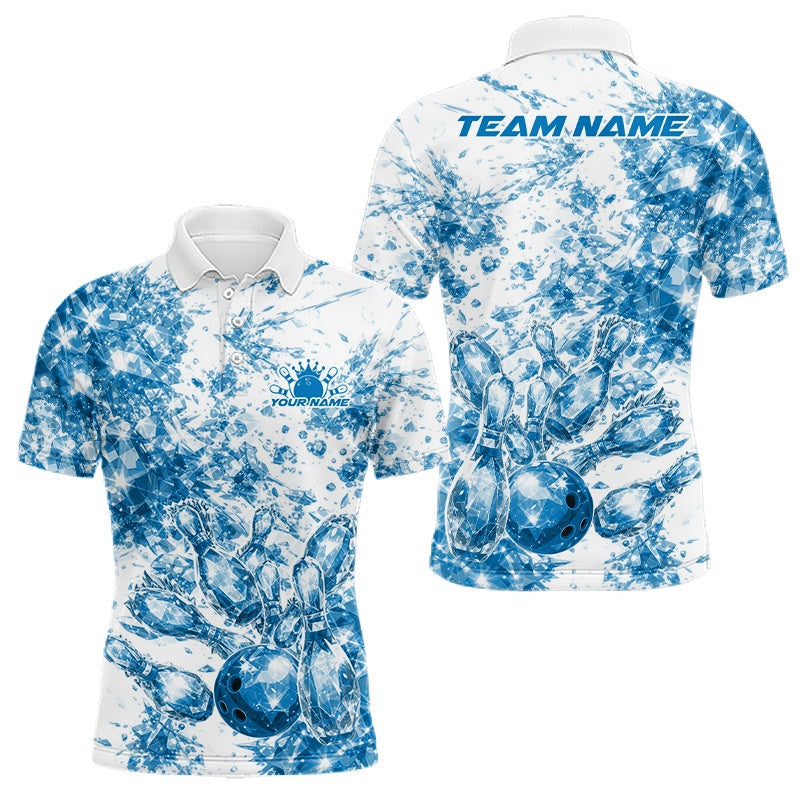 Blisscorners Custom Sparkling Blue Ice Cystal Bowling Shirts For Men, Women And Kid, Team Tournament Outfits Multi Styles LM1501
