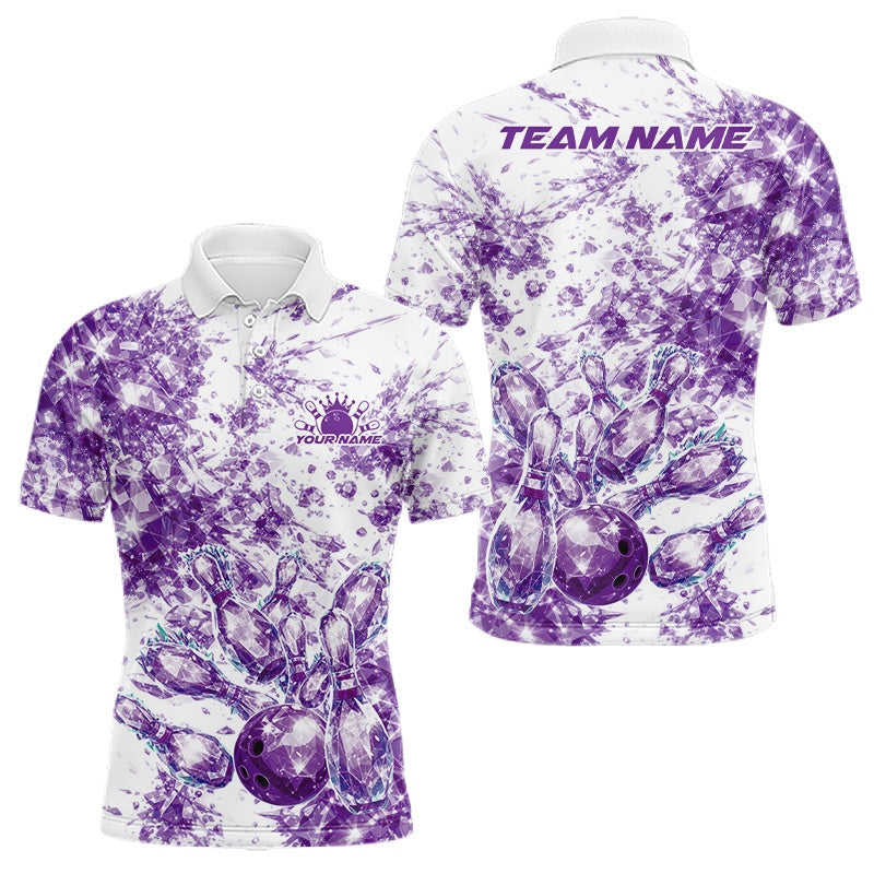 Blisscorners Custom Sparkling Purple Ice Cystal Bowling Shirts For Men, Women And Kid, Team Tournament Outfits Multi Styles LM1501